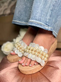 Silver Leather Chand Sitara Wedges For Women