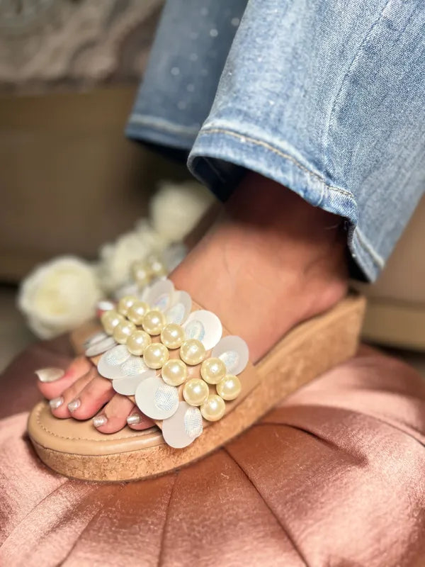 Silver Leather Chand Sitara Wedges For Women
