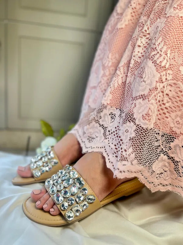 Silver_Polyster_Crystal_Luxe_Slide_Flats_For_Women