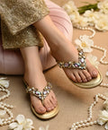 Golden_Polyster_Classic_Crystal_Flats_For_Women