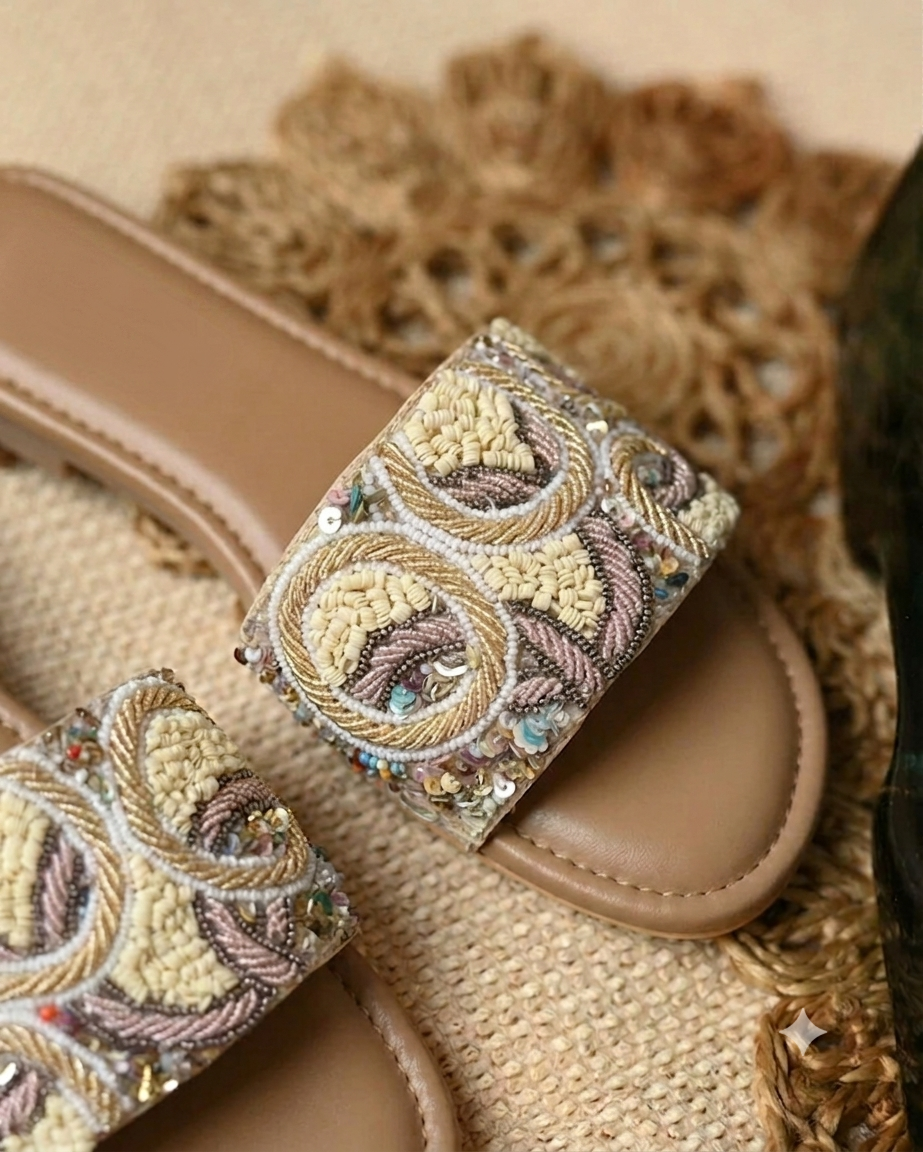 Ivory Bloom Handcrafted Flat For Women