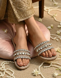Brown Polyster Champagne Crystal Flats For Women