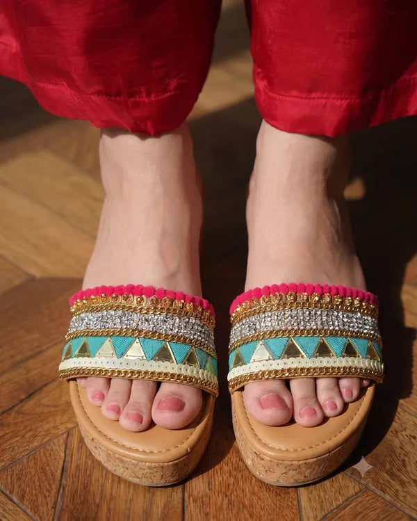 Red chooda Wedges For Women | 2 Inches