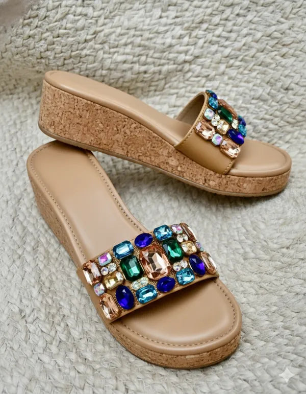 Brown_Polyster_Belezza_Blue_Wedges_For_Women